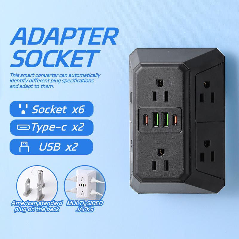 Multiple USB Sockets,USB + Type-c Charging Port,Phone Charger For Home Use,Practical,Wireless Conversion Charging Plug