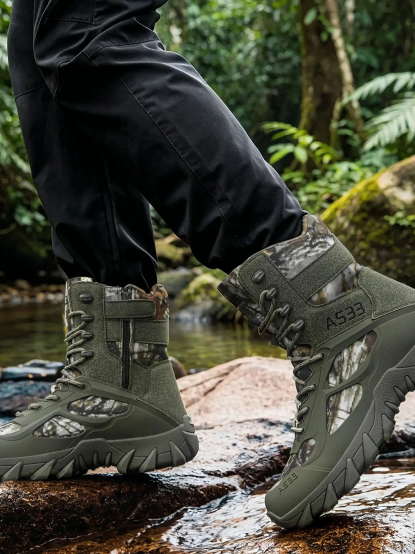 Breathable High-Top Tactical Hiking Boots, Multi-Color Options, Mesh Panel Design, Shockproof Toe, Deep Grip Sole, Adjustable Laces