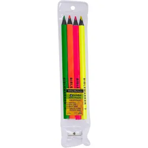 Size  Highlighters, 4 count Set  Colors w/Sharpener, Smudge and Bleed Proof Neon Highlighters for  Study, School, , Office