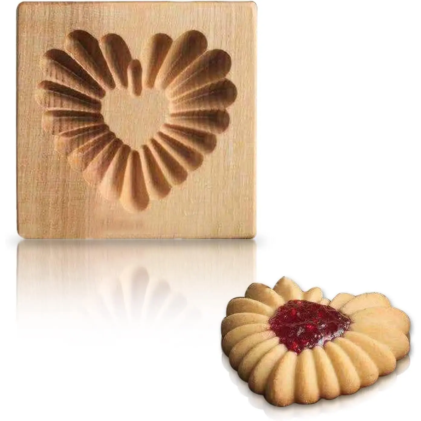 AEGYPIUS 3.9 Inch Heart Design Wooden Christmas Cookie Molds Stamps