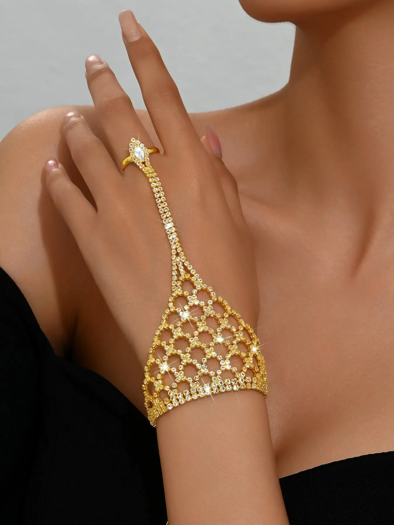 Elegant Women's Fashion Bracelet with Sparkling Rhinestones, Perfect for Weddings, Latin Dance, Parties, and Daily Wear