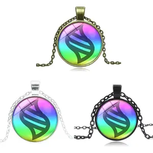 Japanese Anime Mega Stone Necklace Glass Cabochon Pendant Jewelry Choker Anime Necklaces for Women Gift for Kids