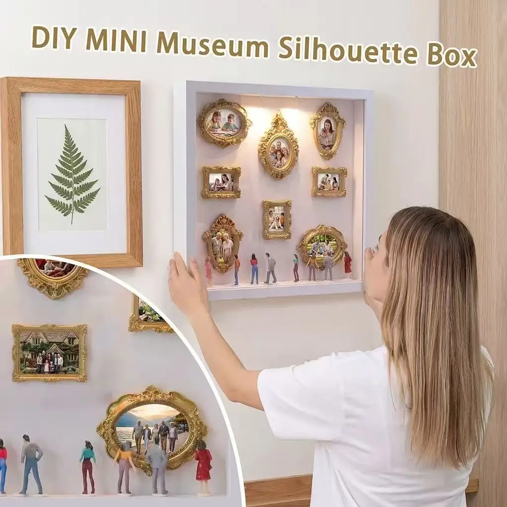Vintage Mini Ornate Picture Frames DIY Shadow Box Kit, Small Retro Resin Frame for Figurines, Custom Photo Display Box, Picture Holder