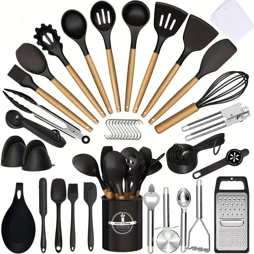 Silicone Kitchen Tool Set, 48-Piece & 14-Piece, Heat Resistant, BPA-Free, Non-Stick Cooking Tools, Cooking Gadgets, Perfect for Holidays