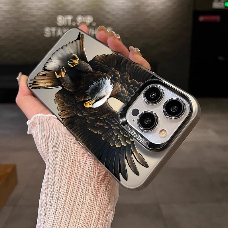 Case for iPhone 16 Pro Max 15 Plus 14 13 12 11 XS XR Bald eagle Shockproof Silicone PC Back Protective Smartphone Cover Black