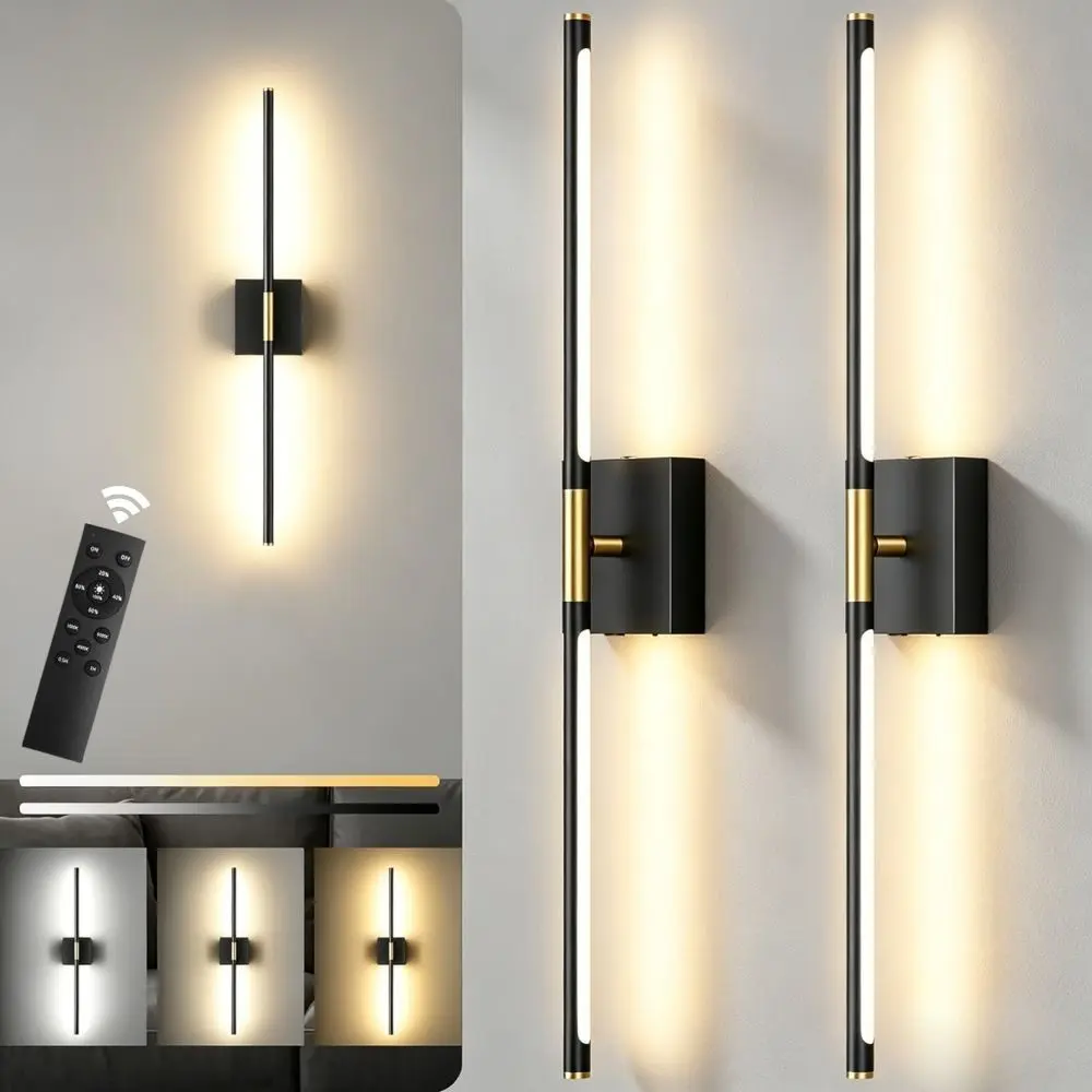 Modern Gold Remote Control Wall Lamp, Led Wall Lights, Dual Directional Linear Wash Light, Adjustable Color Temperature, Rotatable Pole, LED Decorative Lamp