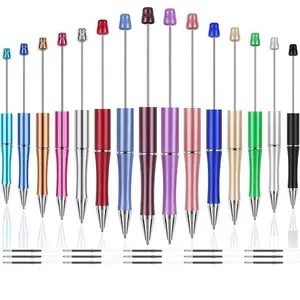 30-Pack Standard Beadable Pens Set, Includes 15 Pens & 15 Refills, Beadable Pens Bulk Colored Plastic, Black Ink Beaded Pens Diy Pen, Bend Pens for Make Gifts for Students, Aesthetic Pens, Writing Stationery, Office Stationery Supplies