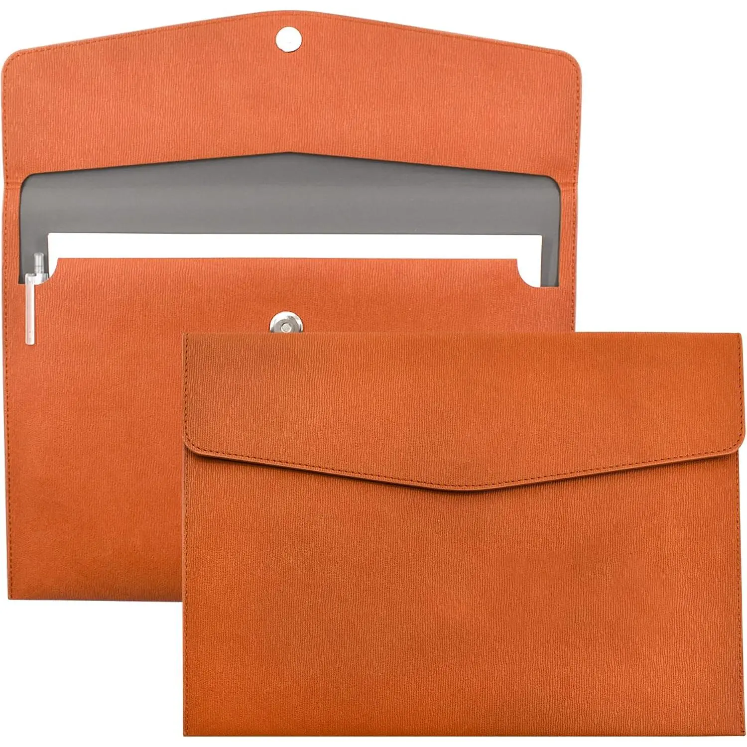 1 count PU Leather Envelope File Folders A4 Paper Document Filing Envelope Document Organizer Leather Portfolio Folder Holder with  Closure (Brown)