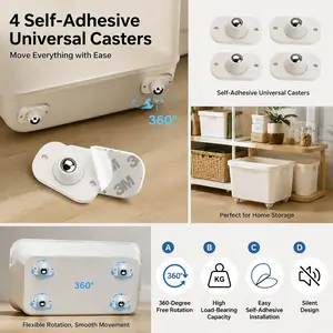 Self-Adhesive 360-Degree Swivel Casters, No Drill Furniture Wheels, Silent Mobility Rollers, Mini Heavy-Duty Sliding Pads for Cabinet, Suitcase, Storage Box, 8-Pack Durable Scratch-Resistant Removable Glides