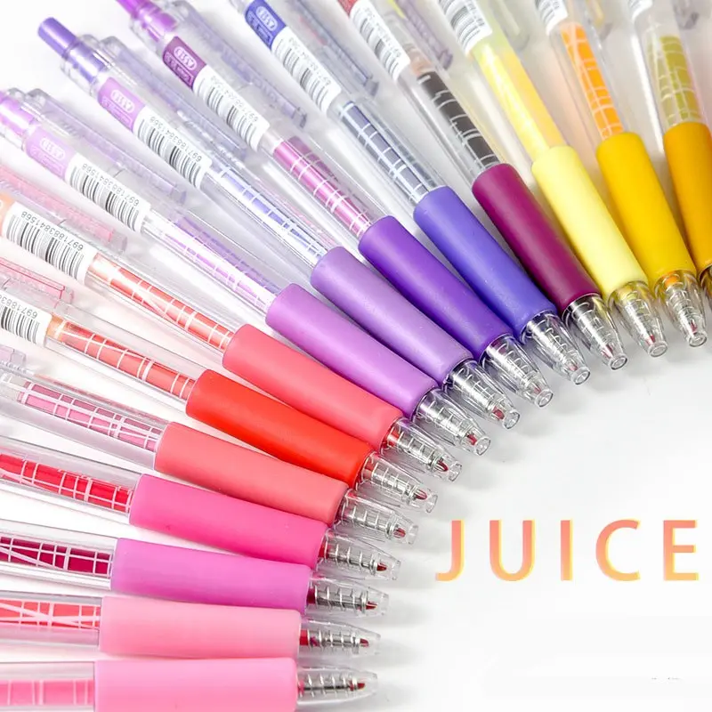 Colorful Juice Pens, Retro Morandi Color Highlighter Metal Tone Neutral 36-Color Push Button Sketching Drawing Pen Set