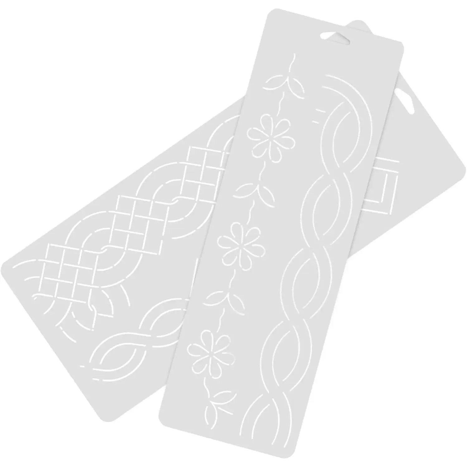 2PCS Quilting Stencils, 18 Inch Sashiko Stencil, Sashiko Kit, Geometric Sashiko Pattern Template for Sewing Hand Quilting and Embroidery