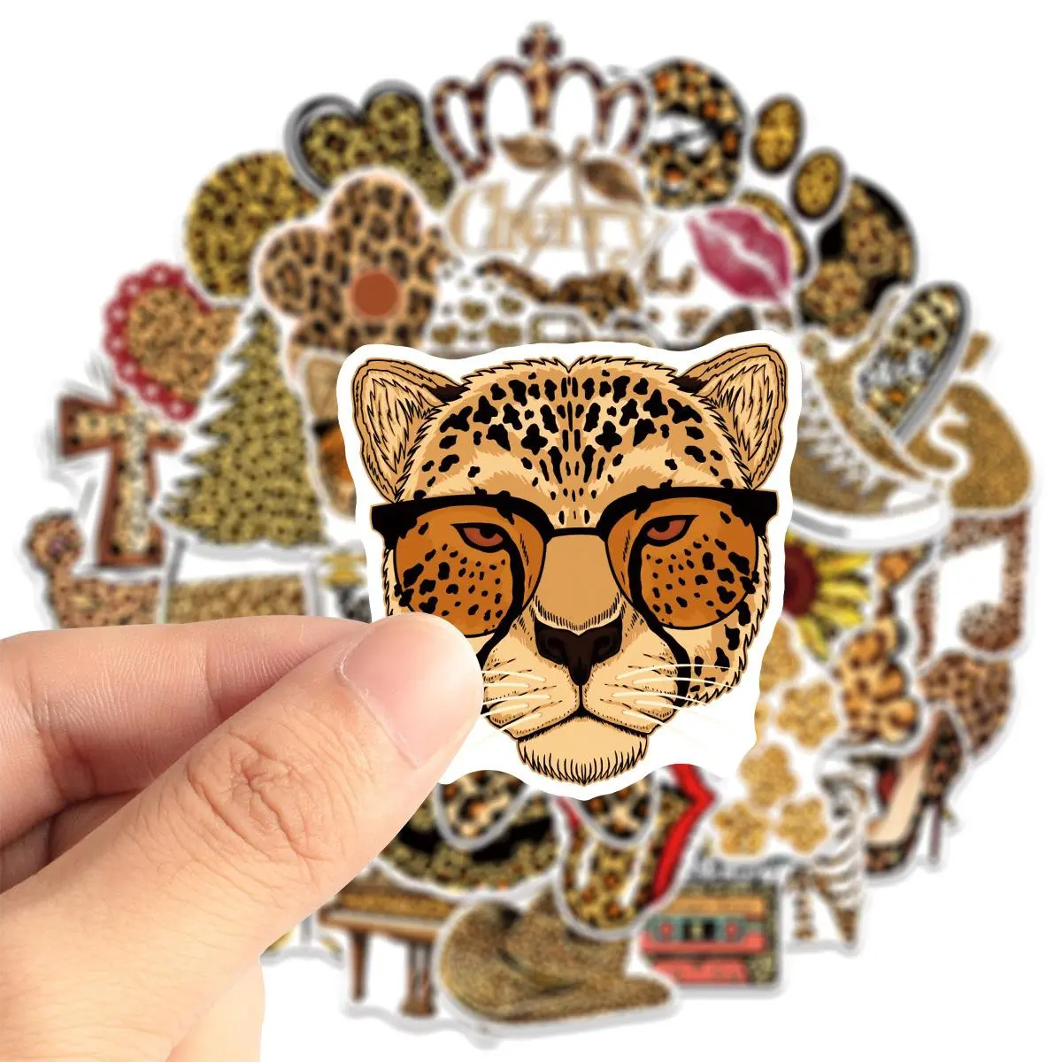 50Pcs Cartoon Leopard Love Letters Stickers Waterproof Decal Laptop Motorcycle Luggage Snowboard Fridge Phone Car Sticker