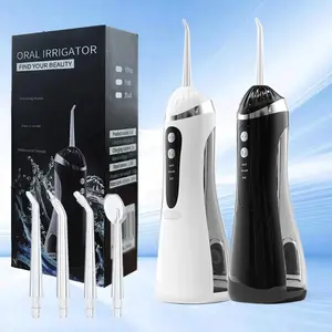 Electric oral irrigator with 3 cleaning modes, USB rechargeable oral irrigator with 4 nozzles, portable dental irrigator