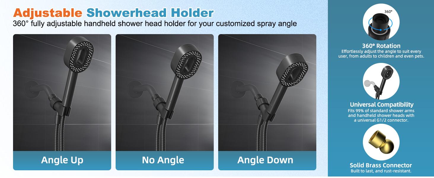 Filtered Showerhead with handheld, High Pressure 5 Sprays Handheld Shower Head with Brass Holder & 71" Metal Hose, Water Softener for Hard Water-Remove Chlorine, Reduces Dry Itchy Skin, Black