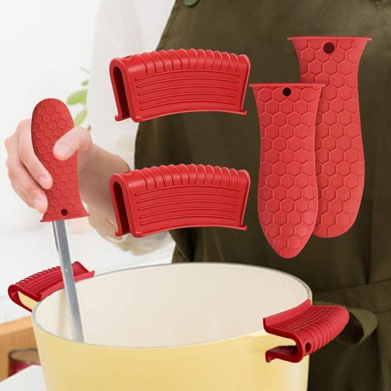 Silicone Hot Handle Holder Heat Resistant Cast Iron Frying Pan Holder Rubber Pan Handle Holder Potholder Cast Iron Skillet Grip Sleeve Covers for Cast Iron Frying Pans