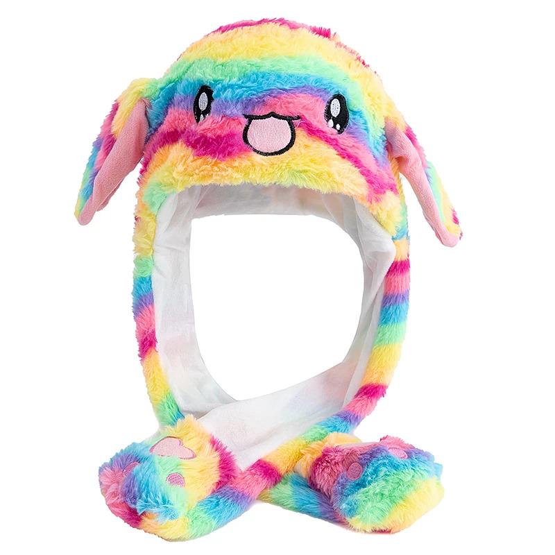 New Style Cute Ear Moving Up Cap Women Girls Funny Hat Rabbits Style Ears Plush Winter Lovely Hat ﻿
