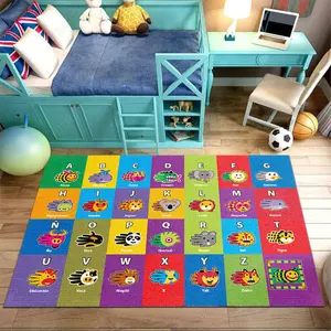 Kids Animal Alphabet Crystal Velvet Educational Anti Slip Play Rug #AnimalAlphabetPlayMat #ChildrenLearningCarpet #CrystalVelvetRug #PreschoolSafeFloorPlayMat