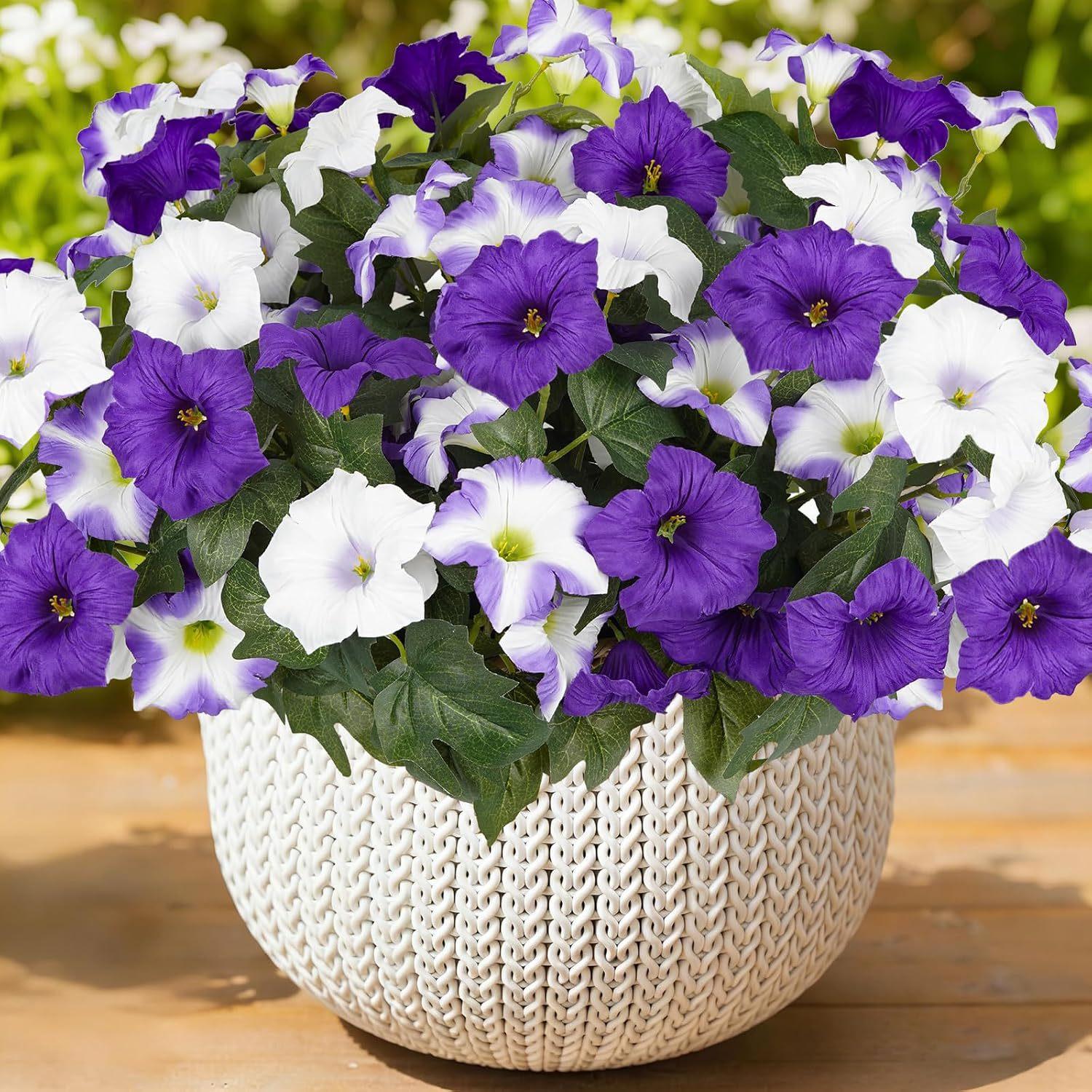 Artificial Fake Flowers Plants for Outdoor Decoration,2PCS Faux Decorative Flower for Home Garden, Porch, Window Box & Yard,Spring/Summer Artificial Flower Plant for Seasonal Celebrations