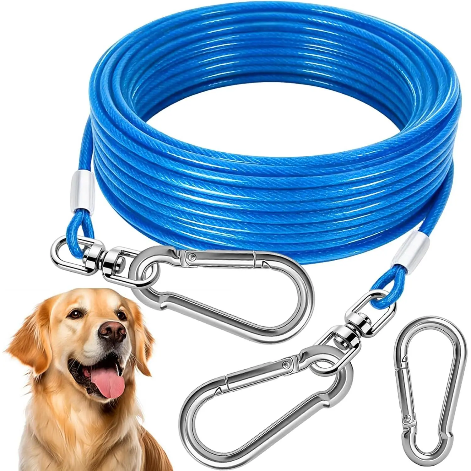 Tie Out  - Heavy Duty  Chain for Yard, Blue//Green/ Outdoor Tether & Leash, 10/15/20/30Ft,Lead for Dogs Outside