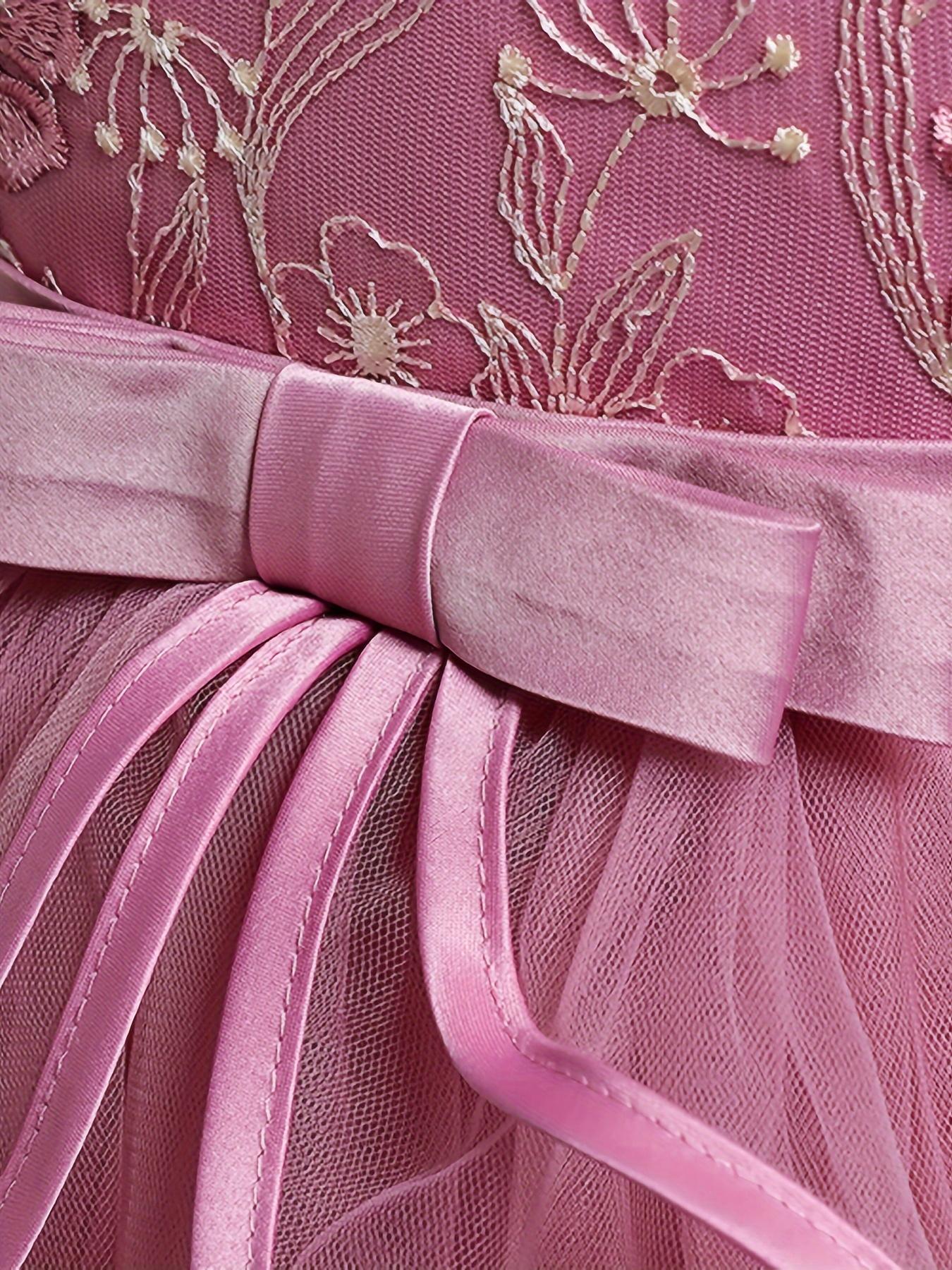 Formal Occasions Girls Mesh Embroidered Puffy A-line Princess Dress Birthday Evening Party Wedding Flower Girls Party Dress Gifts  Gifts