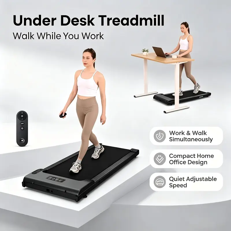 Portable Desktop Walking Treadmill - 330 lbs Weight Capacity, LED Display, Remote Control - Home & Office Fitness Equipment