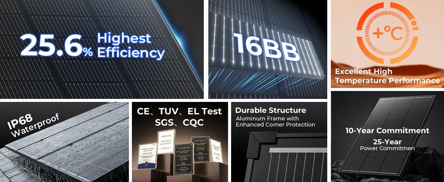 ECOBOSS 100W 200W Solar Panel 12V N-Type 16BB 25.6% High Efficiency Lightweight Monocrystalline for Rooftop Trailer RV & Off-Grid ECOBOSS 100W 200W Solar Panel 12V N-Type 16BB 25.6% High Efficiency Lightweight Monocrystalline for Rooftop Trailer RV & Off-Grid