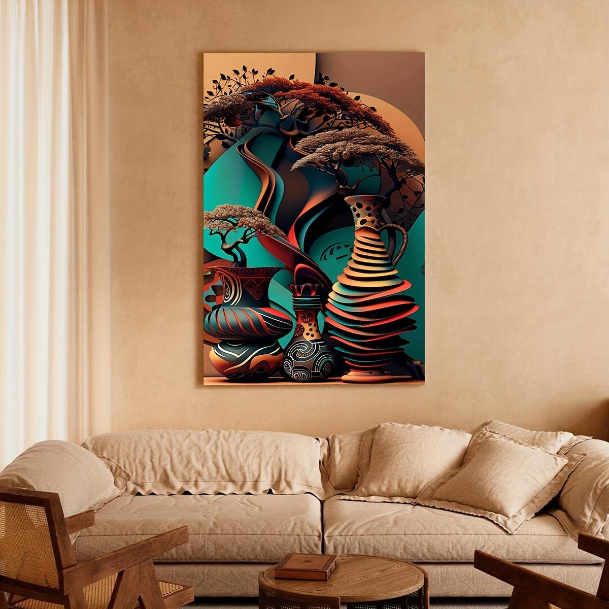 Wooden Framed Canvas Painting African Art Poster Abstract Wall Art for Home Decor High Quality Canvas Prints for Living Room Bedroom Kitchen Office Cafe Decor Perfect Gift Ready to Hang Ornaments Artistic Photo