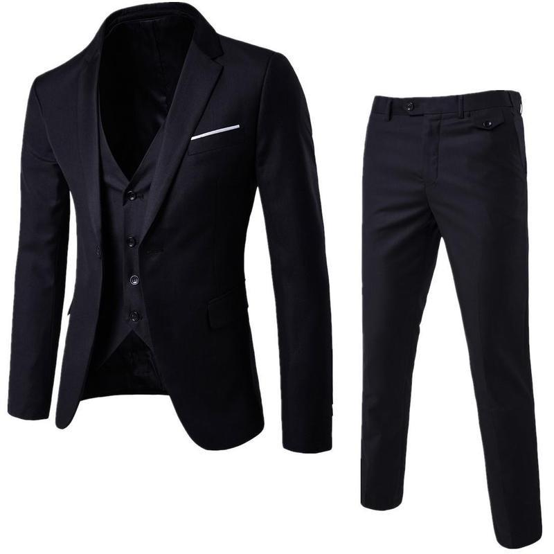 2024 Four Seasons Men's Business Casual Suit Three-Piece Set Groom Best Man Men's Wedding Suit