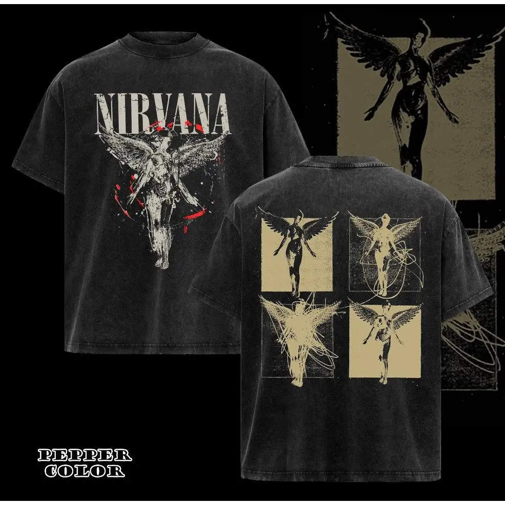 Men's Rock Tees, Vintage NIRVANA Miner Graphic Shirt, Nirvana Band Tee For Guys, Retro Rock Band Top, Gothic Punk Emo Y2K Outfit, Vintage 90s Graphic Rock Merch Oversized Menswear For Summer Music Festival Daily Street Outfits birthday gift
