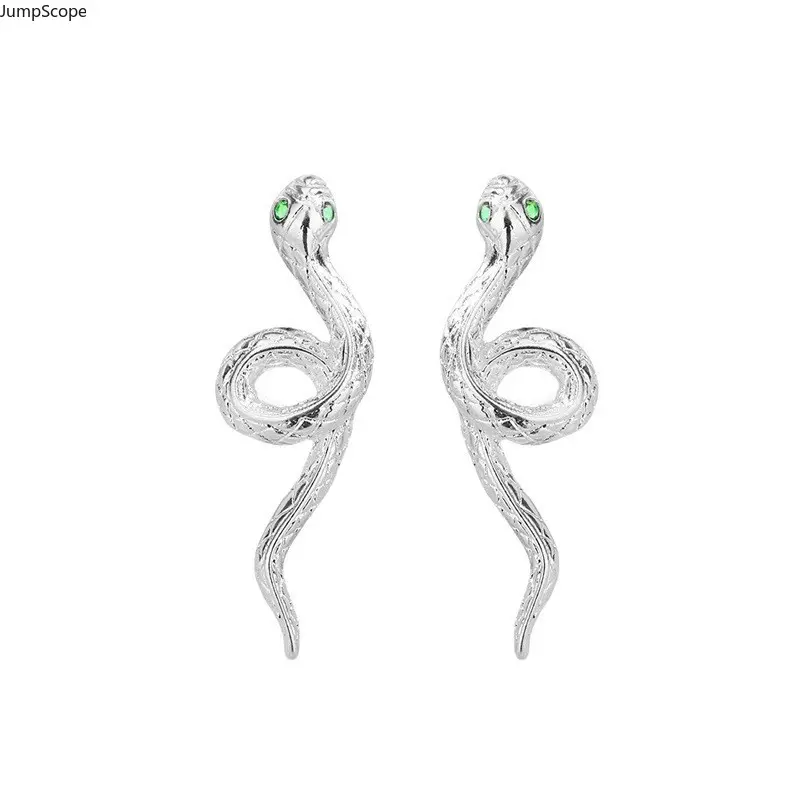 4 Styles Snake Stud Earrings For Women Men, Silver Gold Two Tone Dainty Rhinestone Serpent Ear Studs Minimal Cool Gothic Hip Hop Couple Jewelry Cross-Border New Year Snake Trend Statement Earrings