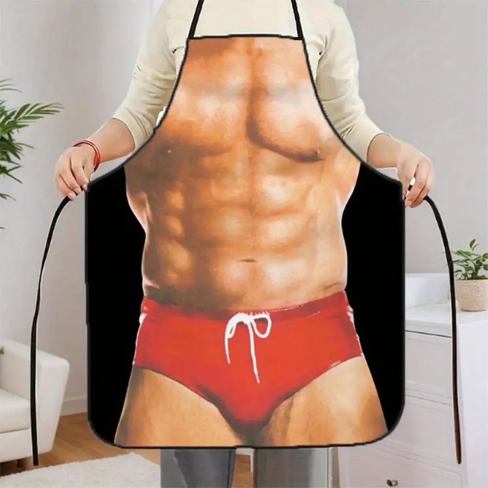 Men's Muscle Pattern Apron, Durable and Comfortable Sleeveless Kitchen Apron for Cooking, Gardening, Unisex Adjustable Waistband and Tool Pocket Design