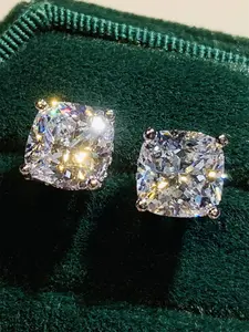 1 Pair Classical Cubic Zirconia Stud Earrings For Women For Valentine's Day Gift Wedding Engagement Anniversary Party Jewelry