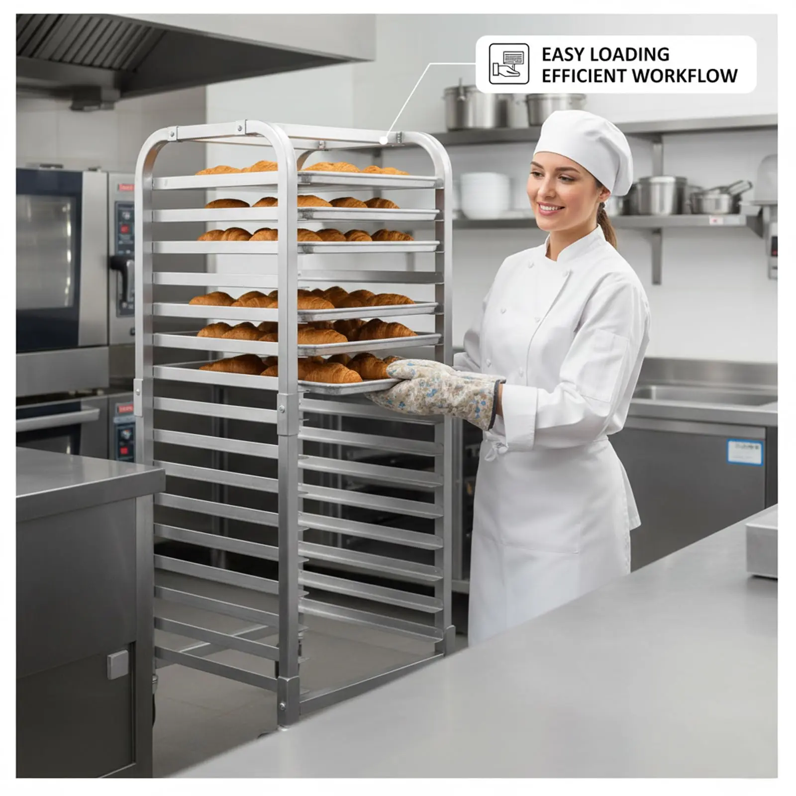 20 Tier Aluminum Bun Pan Rack with Lockable Casters, Commercial Mobile Bakery Sheet Pan Cooling Rack with Reinforced Welded Frame, 3" Silent Lockable Casters, 3 Inch Tier Spacing, 20"w x 26"d x70"h