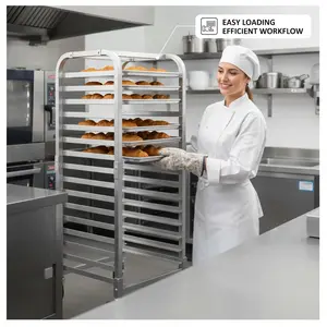 20 Tier Aluminum Bun Pan Rack with Lockable Casters, Commercial Mobile Bakery Sheet Pan Cooling Rack with Reinforced Welded Frame, 3" Silent Lockable Casters, 3 Inch Tier Spacing, 20"w x 26"d x70"h