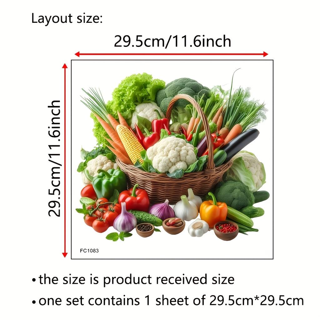 Self-Adhesive Removable Vegetable Fruit Wall Decal, Kitchen Living Room Decoration, Easy Peel & Stick Vinyl Art, Home Decor Sticker
