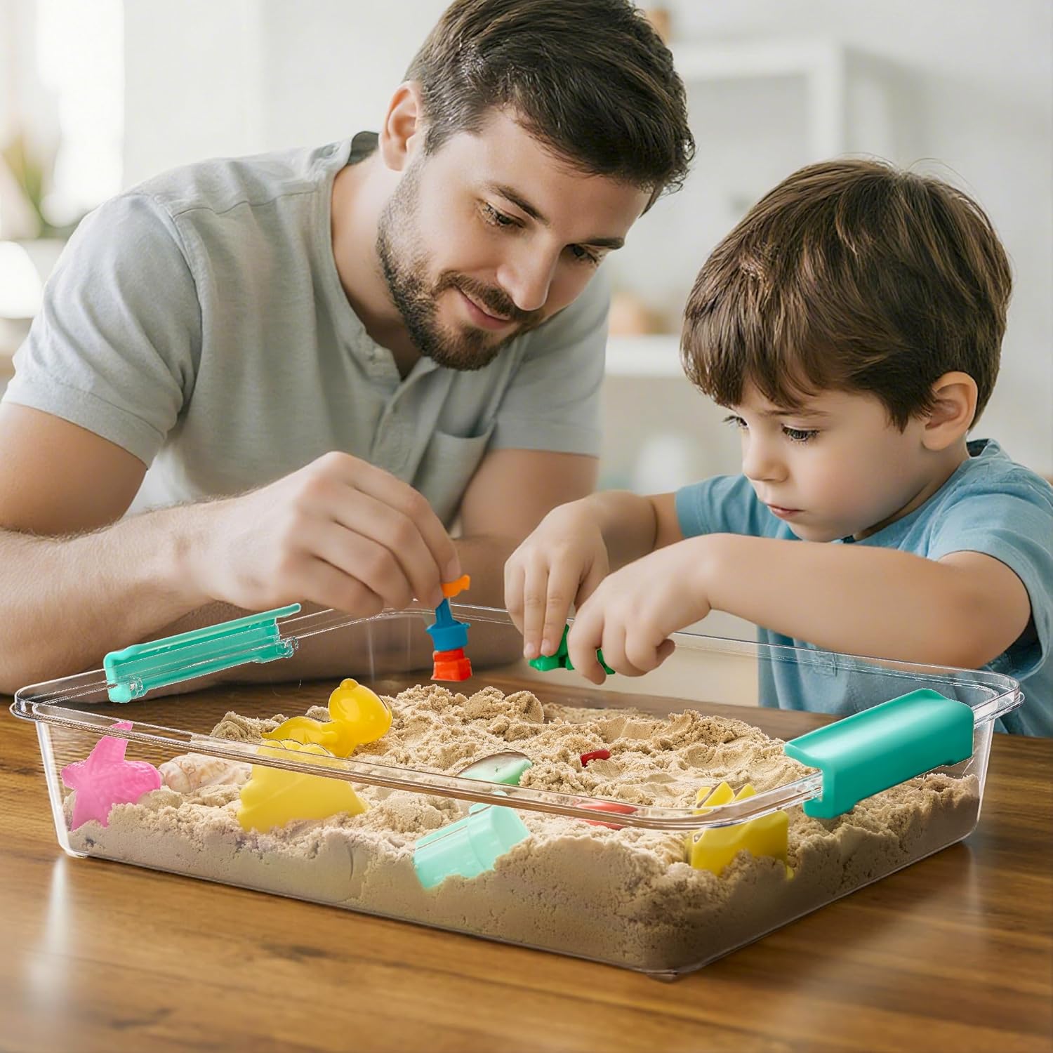 6 Qt Plastic Storage Bins with Lids, Clear Sensory Bins, Arts Crafts Organizers and Storage, Stackable Containers for Home Office and School Supplies, 4 Pack