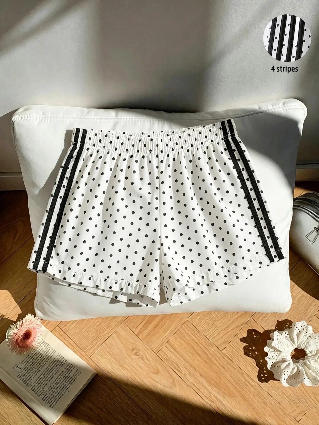 Y2K American Style Women's Retro Polka Dot Striped Gym Shorts, Fashion Summer Loose Fit Casual Bottoms, Ideal for Daily Wear and Outdoor Activities
