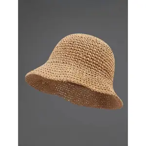 Straw Beach Hat for Women - Wide Brim Sun Protection Hat, Solid Color Breathable Summer Cap, Casual Fashion Sun Hat for Women Girls Daily Outdoor,summerwins,father'sdaygifts,campingessentials,campinggear