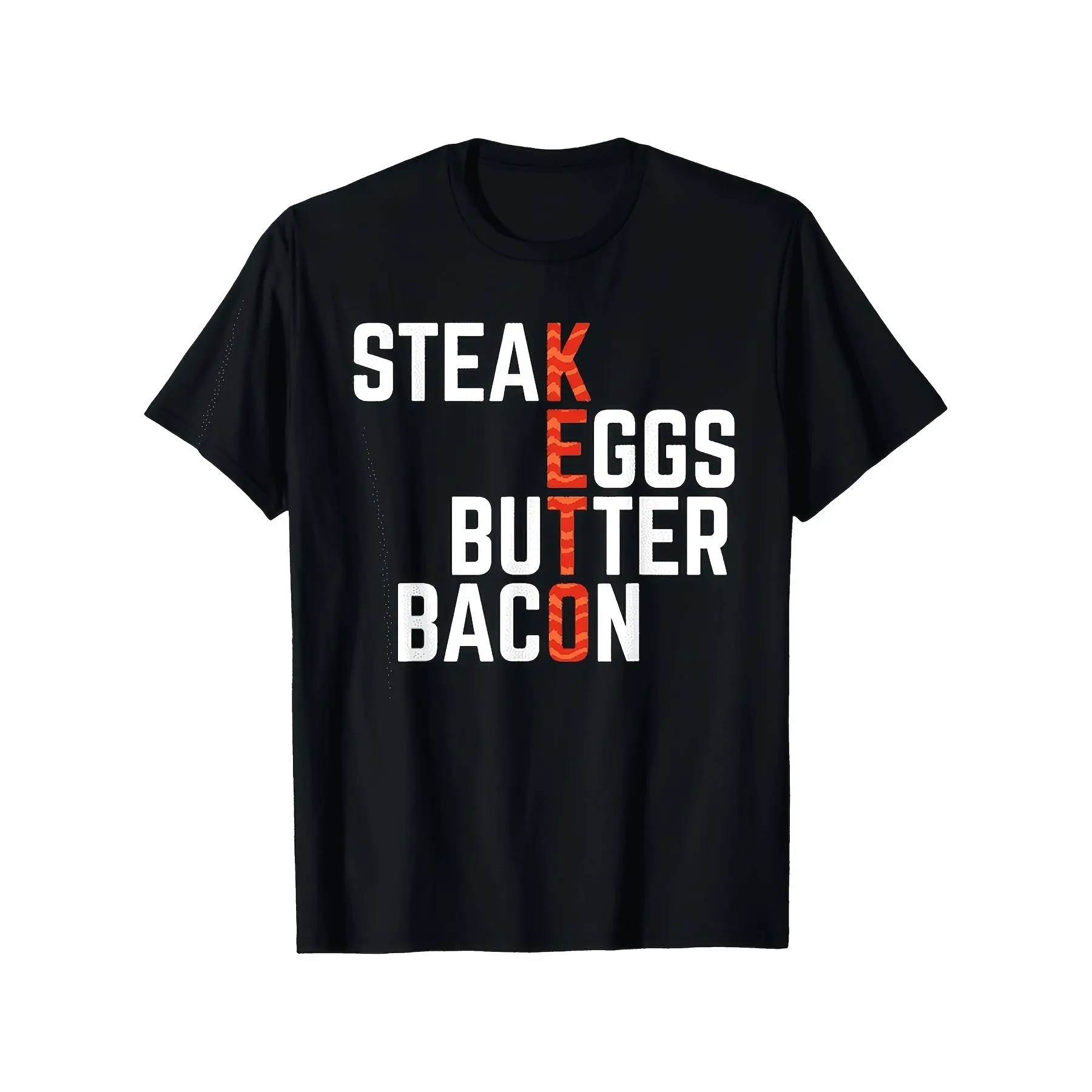 Men'S T-Shirt Pure Short Sleeve Shirts for Both Men And Women Steak Eggs Butter Bacon Keto Diet Ketogenic Shirt T-Shirt - Holiday Gift Casual Outing 2026 New Style T-Shirt 180G