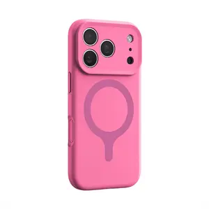 Magnetic Color-Blocking Liquid Silicone Full-Cover Phone Case for iPhone 16, iPhone 17 Pro Max - Summer-Designed Protective Mobile Phone Cover