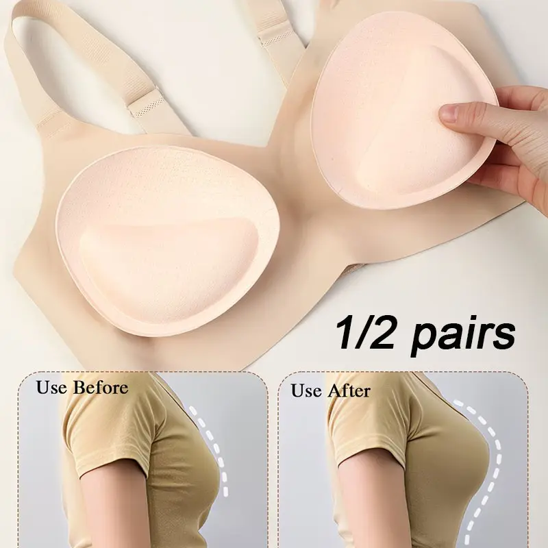 Women's Breathable Comfort Thicken Push-Up Sports Bra Pads, Large Size Underwear Accessories, Suitable for Wedding Dress, Swimsuit, Bikini, Dress, Bra Insert Pads