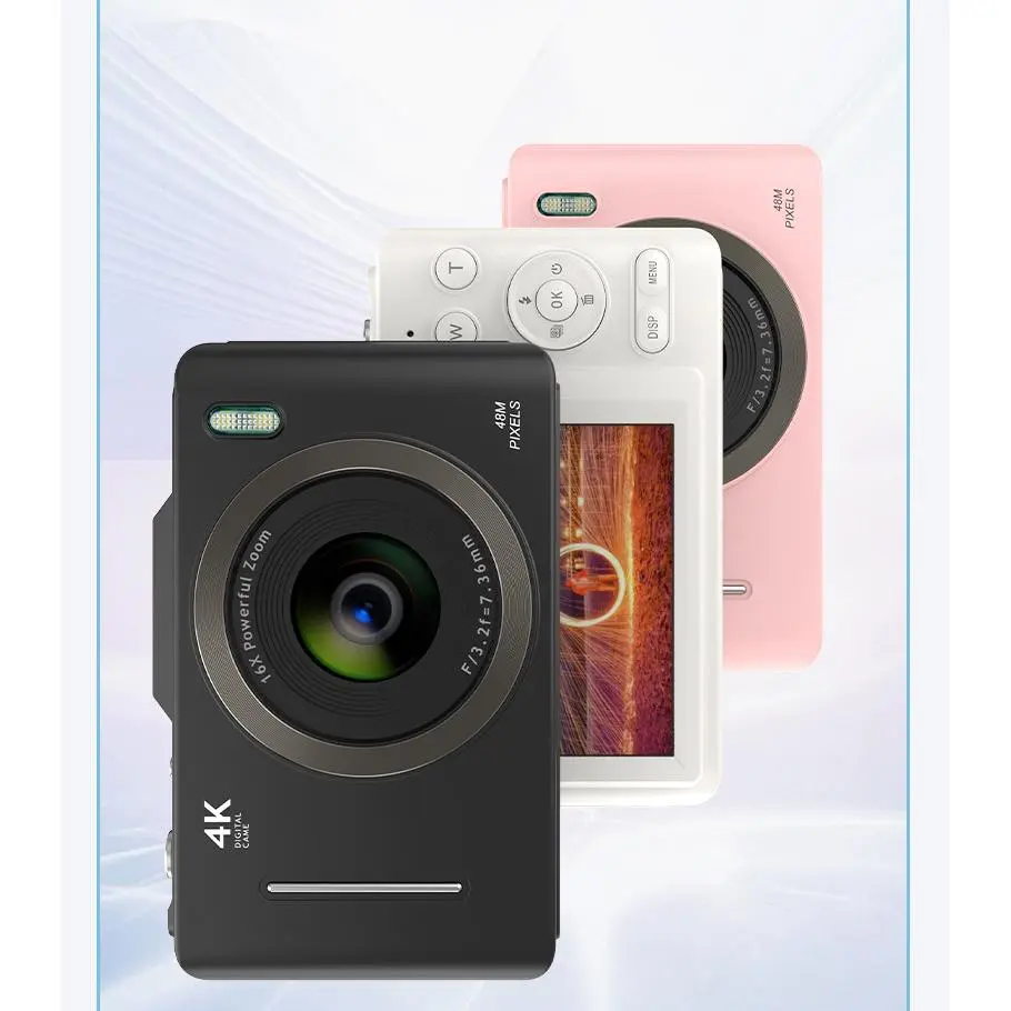 24MP CCD Retro Point & Shoot Digital Camera, 2.8'' HD Touchscreen, 16x Zoom, Wi-Fi Enabled, Compact Selfie Camera with Memory Card for Students, Tf Adapter