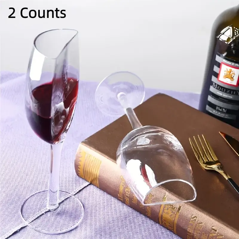 2 Counts Creative Glass Wine Cup Set, Half & Wine Glasses, Long Handle Portable Crystal Cups, Perfect for Parties, Anniversaries, Weddings, Birthdays