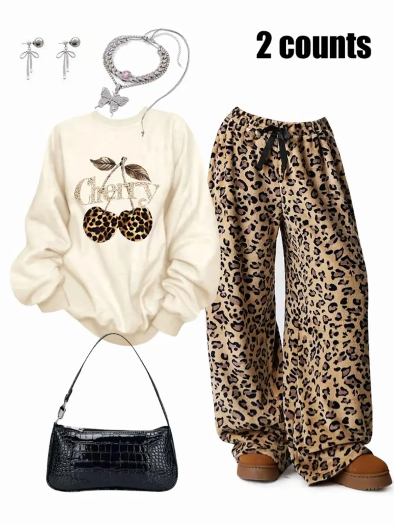 Women’s Cherry Graphic Sweatshirt and Shorts 2 Piece Set, Pink Oversized Pullover Top with Matching Shorts for Y2K High Street, Coffee Run, Festival, Weekend and Daily Streetwear