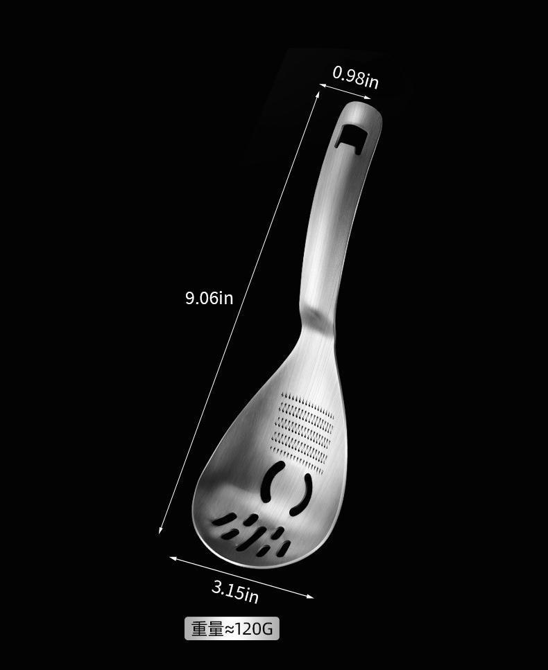 Stainless steel multi-functional grinding spoon, baby food mashing spoon, food-grade cooking strainer, draining spoon