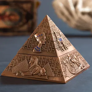 European Egyptian Pharaoh Metal Pyramid Ashtray Creative Art Sculpture for Home Hotel Club KTV Decoration Practical Ornament