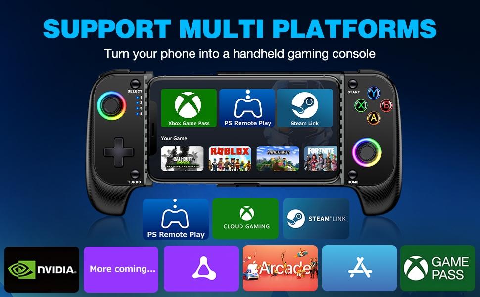 ESYWEN Mobile Gaming Controller for Android /IPhone,Bluetooth Wireless Gamepad Designed for Xbox Game Pass Ultimate, Steam Link,Arcade,GeForce Now, Black
