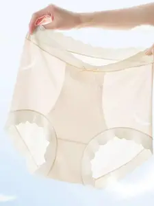 New Summer High-Waist Ice Silk Seamless Underwear, 5a Antibacterial Mulberry Silk, Comfortable Cool Feeling, Women's Triangle Panties