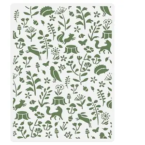 Forest Plants and Animals Wall Stencil Template 11.8 x 15.7 Inch Reusable Plastic Woodland Nursery Stencil for Painting on Wood Wall Floor Fabric Glass Furniture DIY Home Decor
