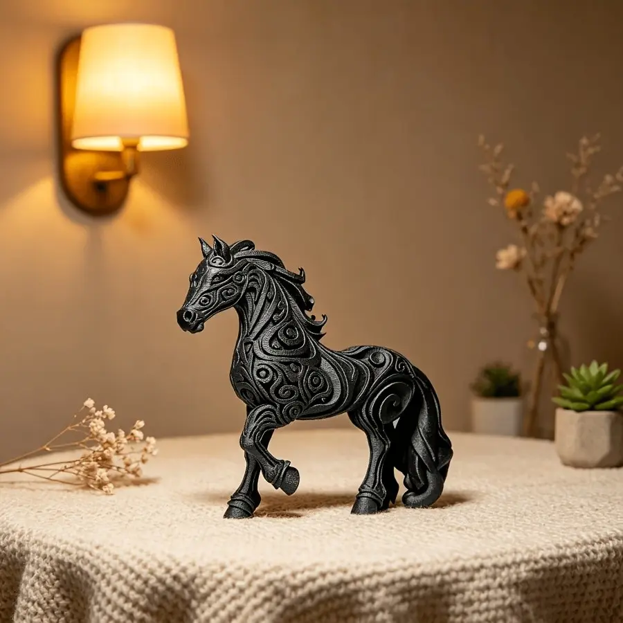 Elegant Horse Sculpture, Boho Style Animal Ornament, Nordic Home Decor, Unique Gift for Horse Lovers, Living Room Bedroom Shelf Display